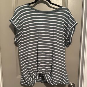 Maurices White and Green Relaxed Ruched Tee